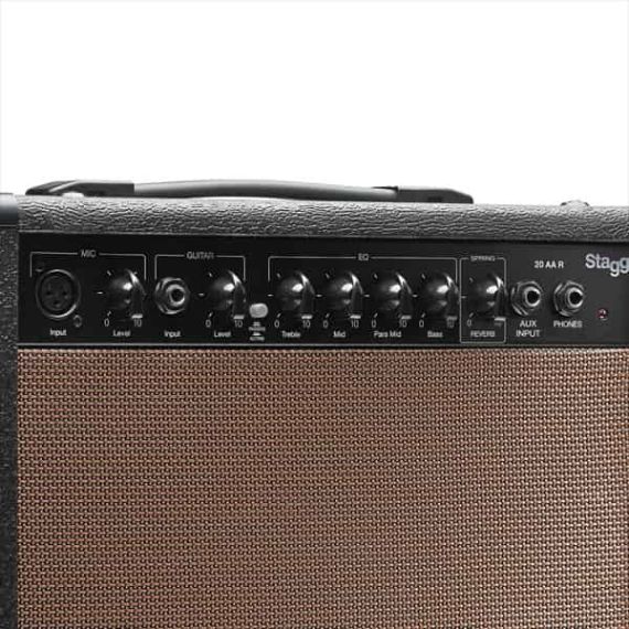 Комбоусилитель для электроакустической гитары с входом для микрофона Stagg 20 AA R EU