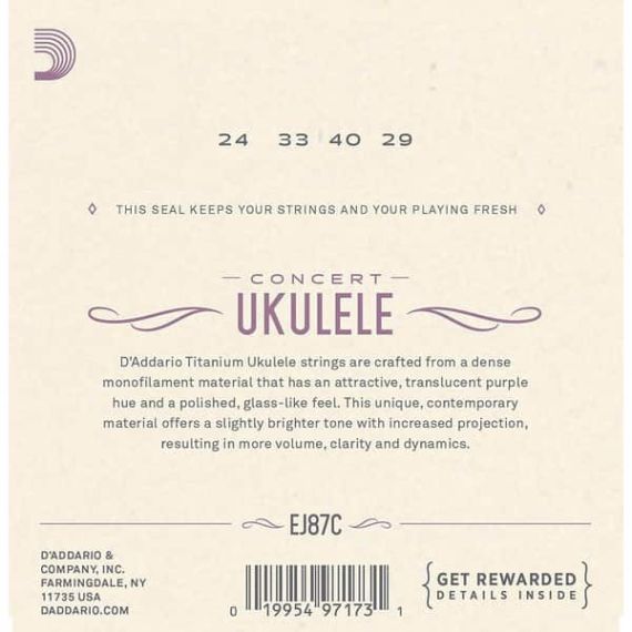 Струны для укулеле концертного D'addario EJ87C
