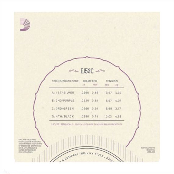 Струны для укулеле концертного D'addario EJ53C