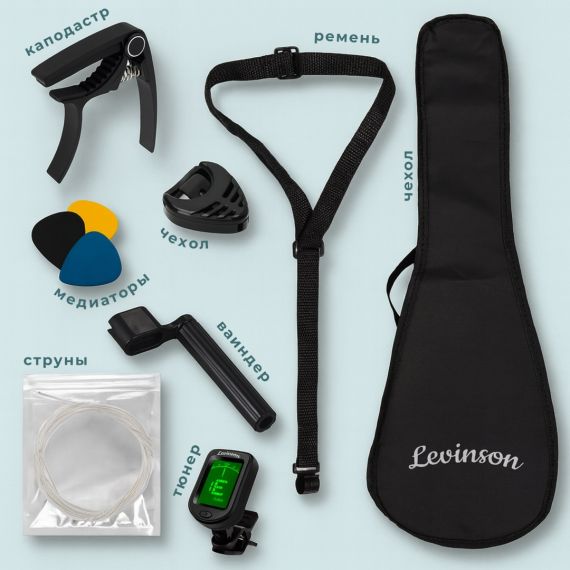 Укулеле сопрано Levinson US-10 BK PACK комплект, изображение 2