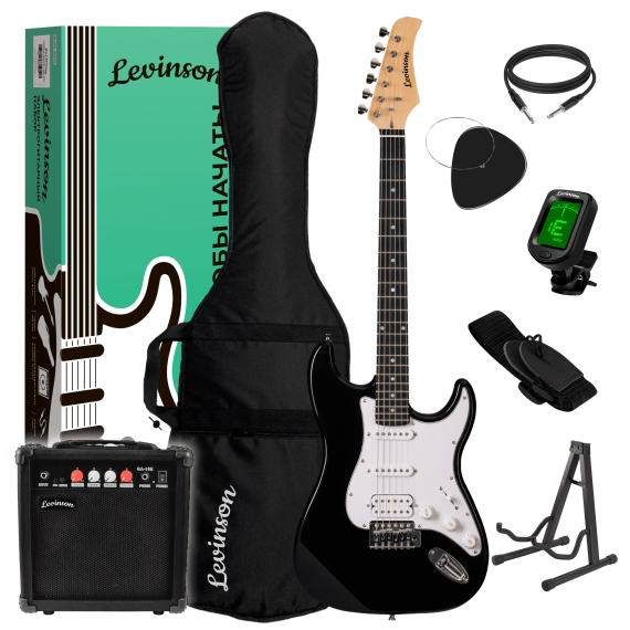 Электрогитарный набор Levinson SPACK-1 BK/WH, Цвет вариация: Черно-Белый