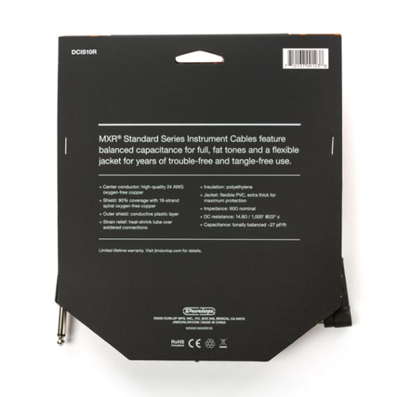 Кабель Dunlop DCIS10R MXR прямой/угловой 3м